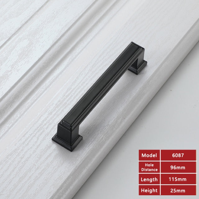 96mm Black square modern cabinet door handles X 4 pieces