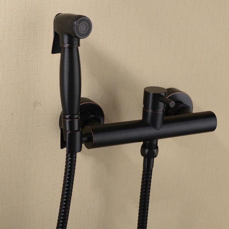 Oil Rubbed Bronze Bath Toilet Bidet Spray Hot & Cold Mixer Valve with Hose, Handheld Bidet ,Portable Hand Held Bidet Shower Set-