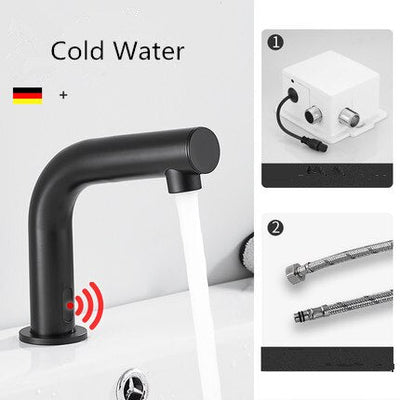 New Black Matte Commercial Single Hole hot and cold bathroom Sensor Faucet kit