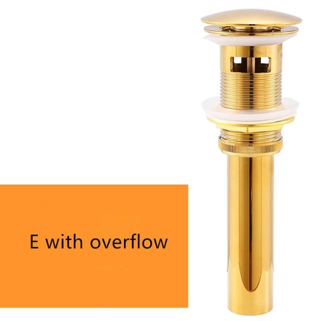 Pop up Drain for Bathroom Sink Vessel Vanity, Brushed Gold Solid Brass Assembly Replacement Kits Stopper, Flip Top, Overflow