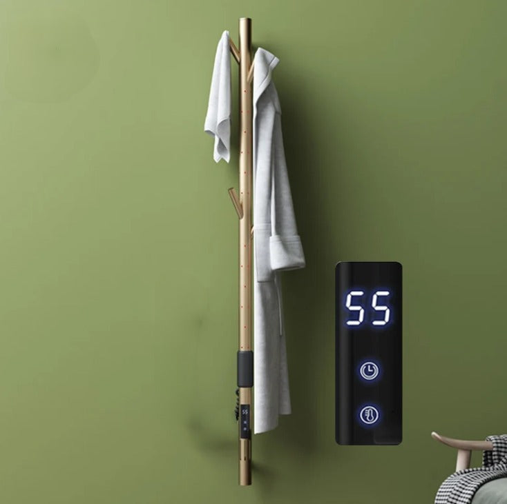 Brushed Gold tree design brass wall mounted electric towel warmer CSA