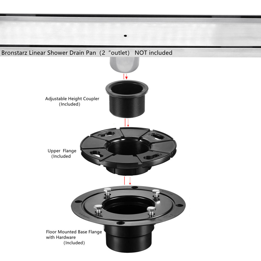 Off Set Black Linear Shower Drains left or right side drain