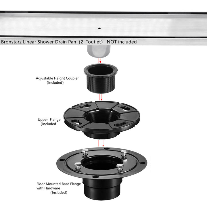 Off Set Black Linear Shower Drains left or right side drain