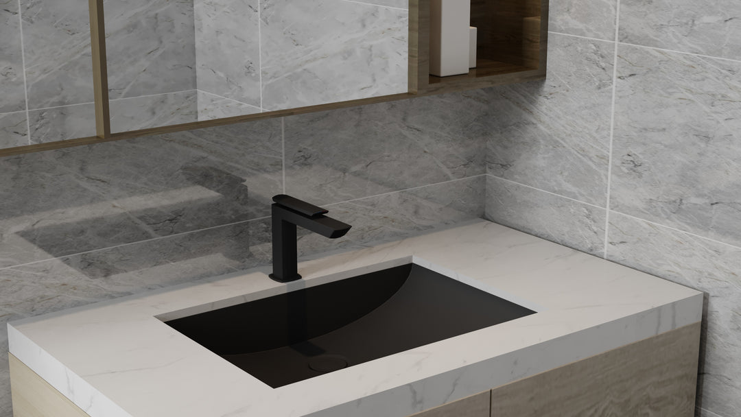 Black grey gun Rectangular 16 Gauge Stainless Steel Commercial Grade Undermount Bathroom sink 21"x15"