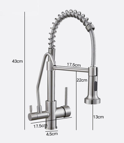 Metropolis-2 Way Kitchen Faucet Dual Spray Pull Out Industrial Chef & Reverse Osmosis Water Filter Faucet