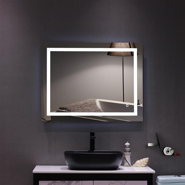 Led  chrome bathroom mirror 36"x 28" Square Built-in Light Strip Touch