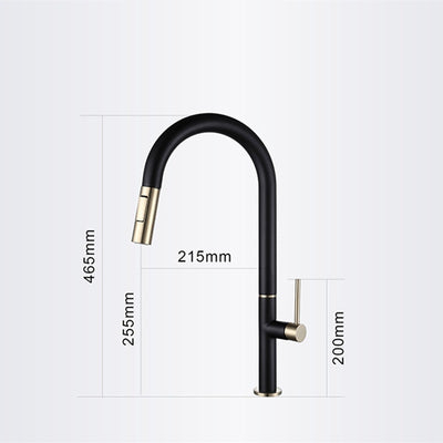Black and Brusdhed Gold Two Tone Touchless Sensor Kitchen Faucet Pull Out Dual Sprayer