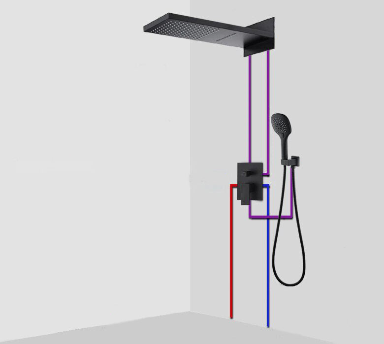 CSA-Chrome-Gold  Waterfall Rain Head 3 Way Diverter Pressure  Balance Shower Kit
