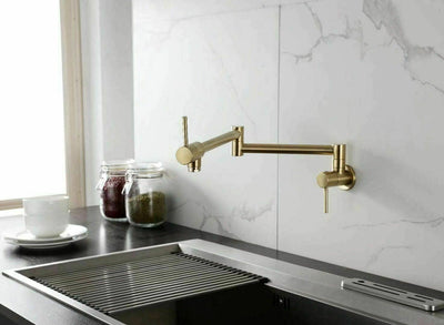 Brushed Gold Wall Mounted Kitchen Pot Filler Cold Water Faucet