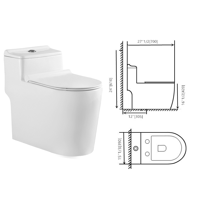 Sani Canada 923  One piece toilet water saver comfort height skirted one piece toilet compact elongated