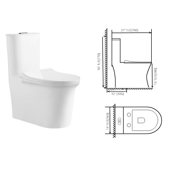Sani Canada one piece skirted toilet comfort height with soft close re