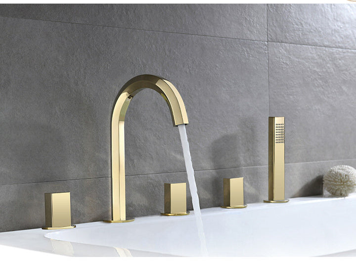 Barcelona Rose Gold- Gold Polished Deck MountBathtib Filler Faucet Set