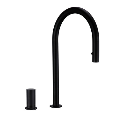 BAROLO-Black-Grey Gun-Brushed gold tall kitchen island separate lever control dual sprayer kitchen faucet
