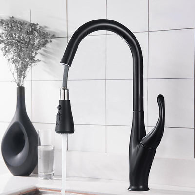 Angelique-Black matte 15" inches  Pull Out Kitchen Faucet Goose Neck Dual Pull Out Function