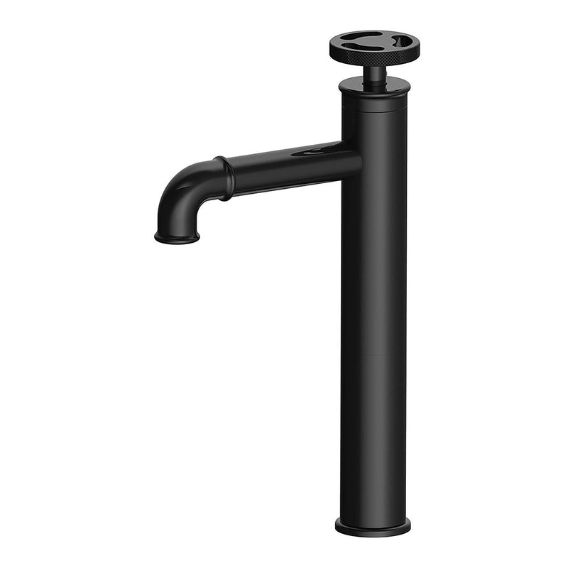 Polished Gold- Matte Black Tall Vessel Faucet With Round Wheel Handle  WB1098