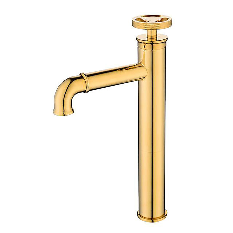 Polished Gold- Matte Black Tall Vessel Faucet With Round Wheel Handle  WB1098