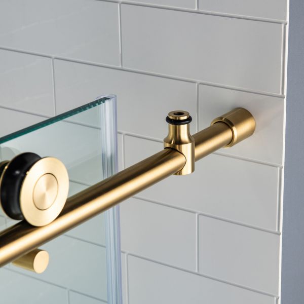 Gold Polished Brass Sliding Frameless Shower Glass Door SS05-10mm size 60"x76"
