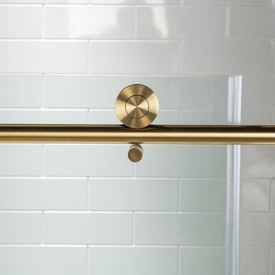Brushed Gold Model SS04 -Frameless Slide Shower Glass Door 10mm Size 60" x 76"