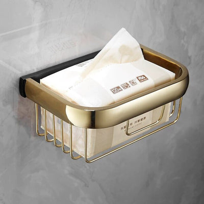 Gold with Black Bathroom Accessories