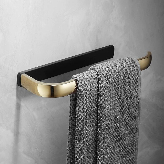 Gold with Black Bathroom Accessories
