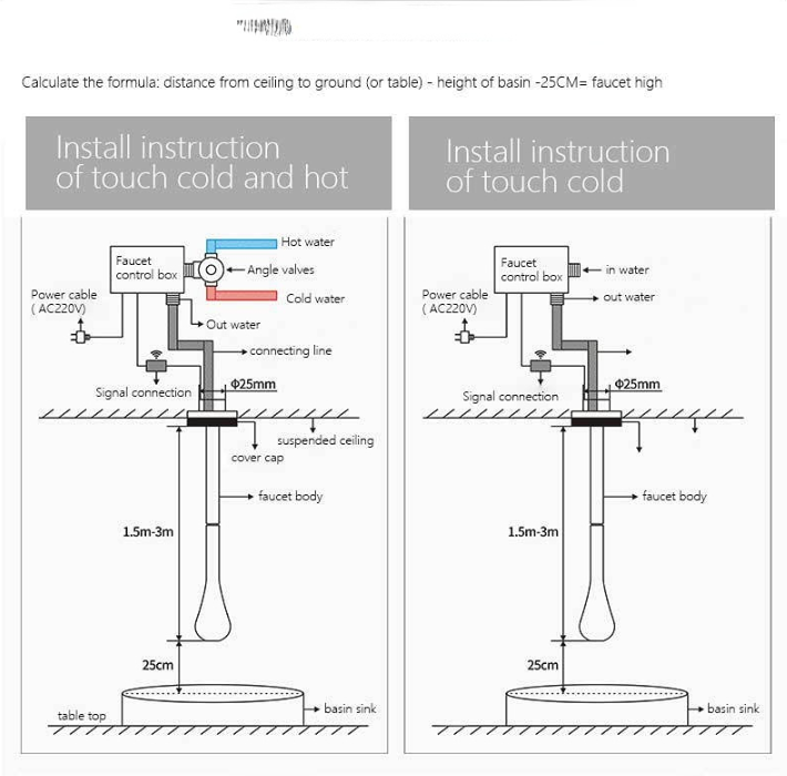 Standard Size -Tear drop-Commercial Ceiling mount sensor faucet-MP-1200-83 inches long