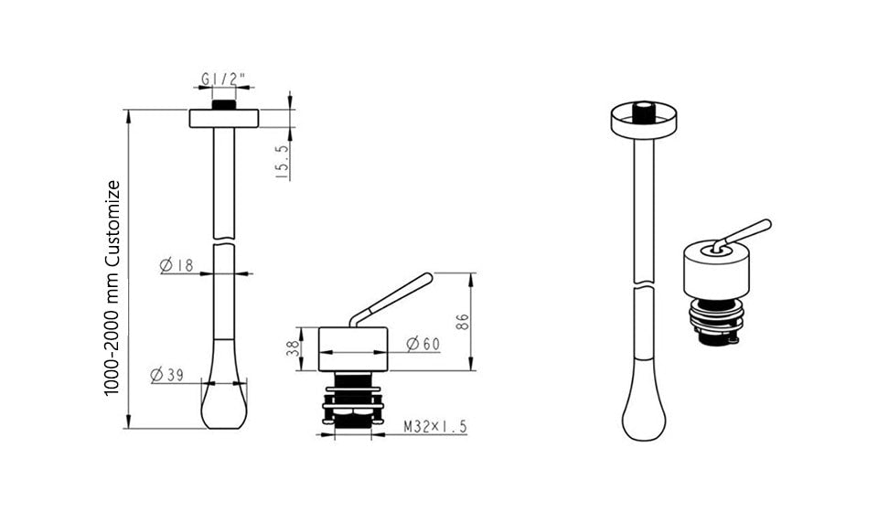 Standard Size -Tear drop-Commercial Ceiling mount sensor faucet-MP-1200-83 inches long