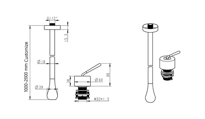 Standard Size -Tear drop-Commercial Ceiling mount sensor faucet-MP-1200-83 inches long