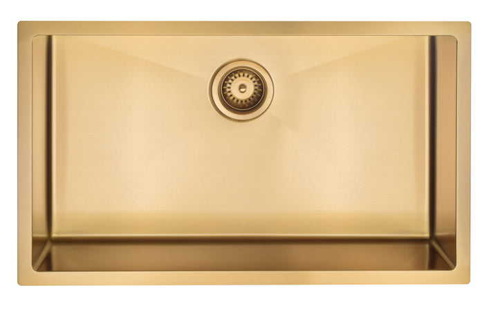 Brushed Brass Gold Undermount 100%-16 Gauge Commercial Grade Kitchen Sink Single Bowl 304 Stainless Steel with Nano Coated Technology