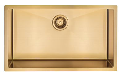 Brushed Gold Undermount Kitchen Sink Single Bowl 304 Stainless Steel with Nano Coated Technology 16 GAUGE