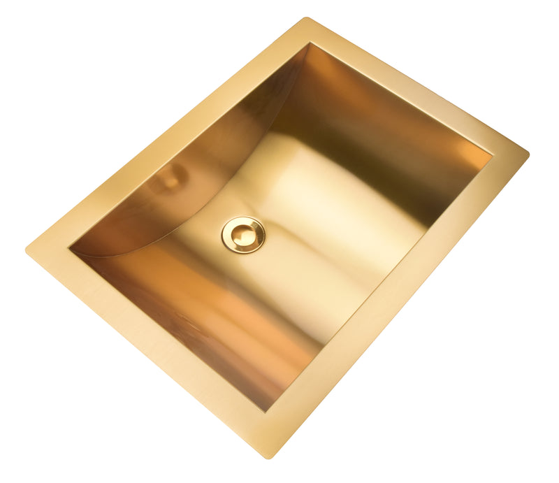 Brushed Gold -Matte Black  Rectangular Stainless Steel Undermount Bathroom sink