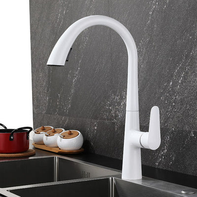 White-Matte Black Tall Dual Pull Out Sprayer  Kitchen Faucet