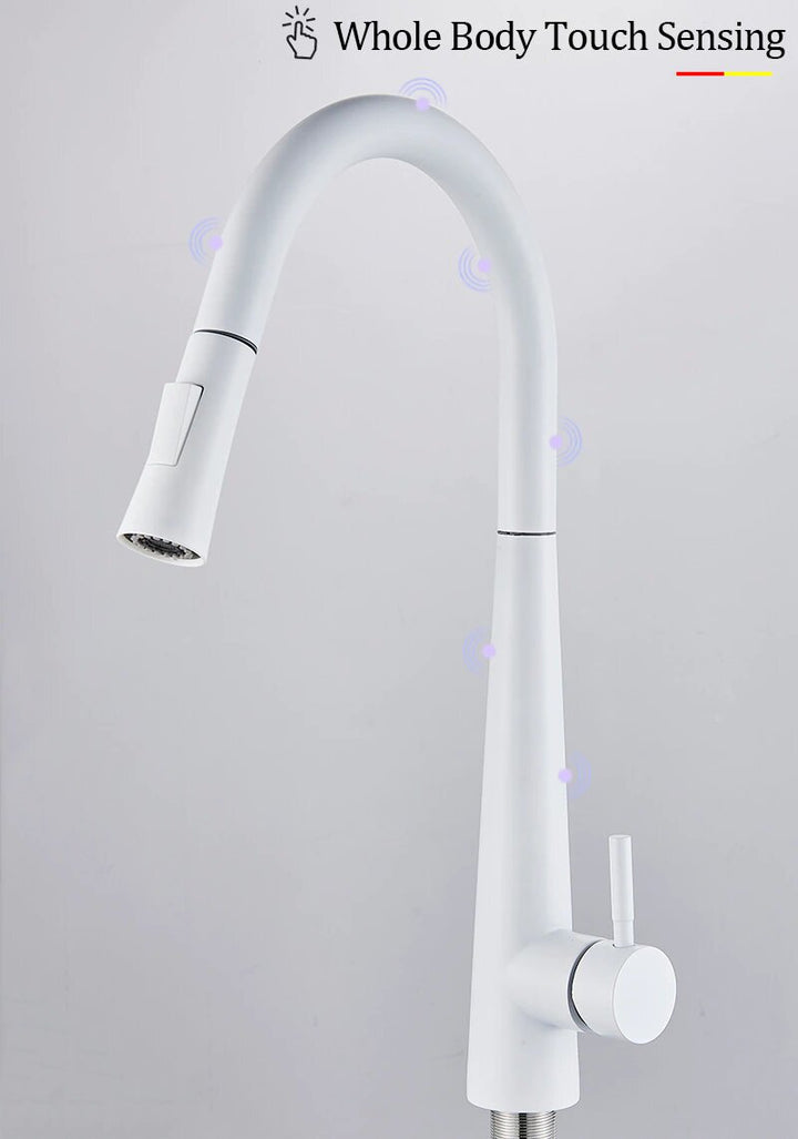 Blanca-White touchless sensor kitchen faucet pull out with 2 dual sprayer mode