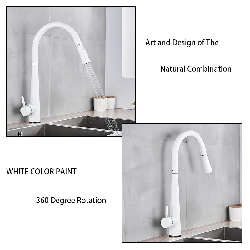 Blanca-White touchless sensor kitchen faucet pull out with 2 dual sprayer mode