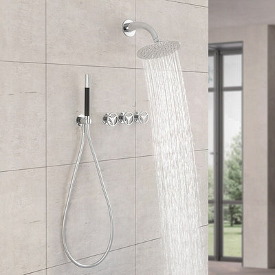 Bergen-Nordic design brushed gold 3 seperate volume control pressure balance 2 way shower kit