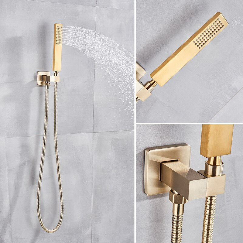 Brushed gold 2 and 3 way pressure balance shower kit