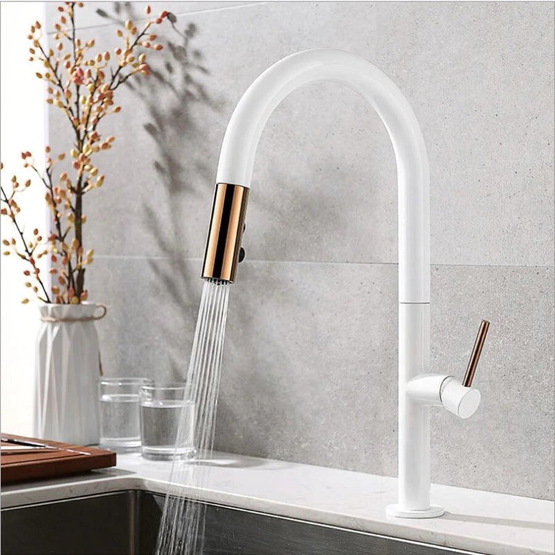 Panama-Black Rose Gold and  White Rose Gold Manual Pull Out  kitchen faucet