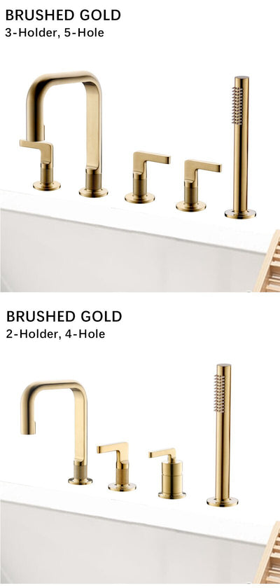 Milan-Brushed Gold - Grey Gun Deckmount Bathtub Filler Kit
