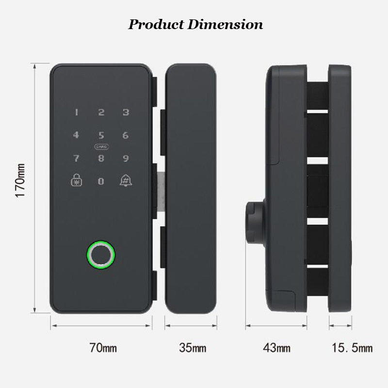 Intelligent Bluetooth Biometric Fingerprint Glass Door Lock