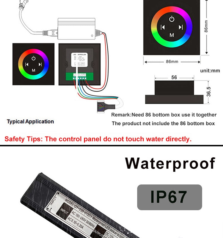 Matte Black Smart LCD Touch Control Display  LED Spa  Shower System with 23"x15" inch Square Colorful LED Ceiling Flushmount Rainfall Waterfall SPA Thermostatic 5 Way Mixer and 6 Body Jets Sprayers Completed Kit