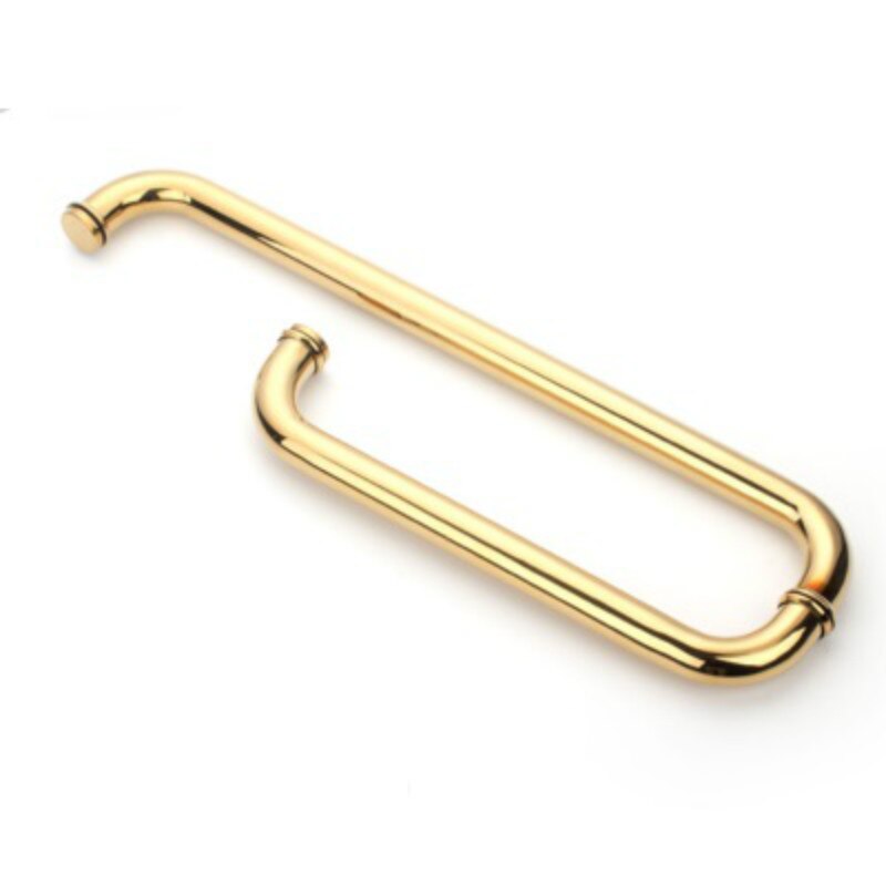 Brushed Gold Brass Shower Glass Door Hardware Hinges and Glass Door Cl ...