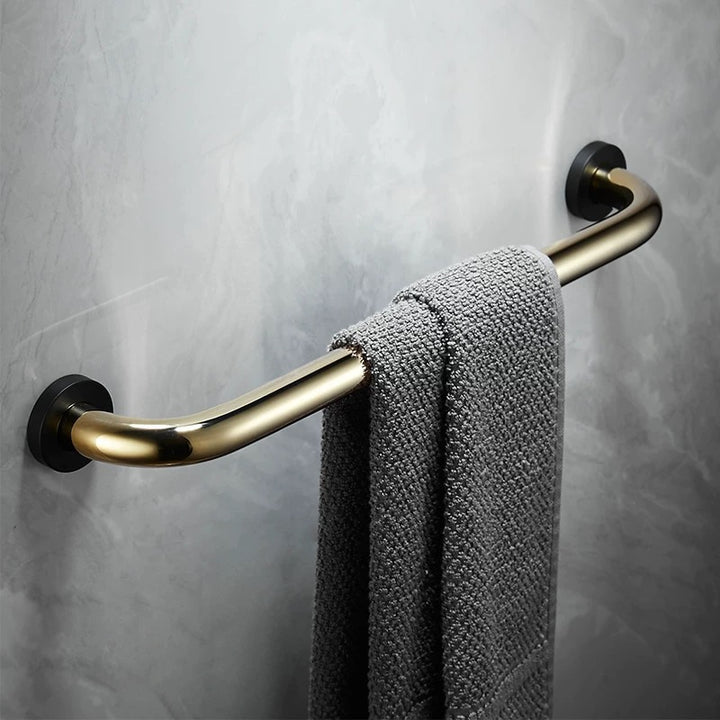 Black with brushed gold two tone safety shower grab bar