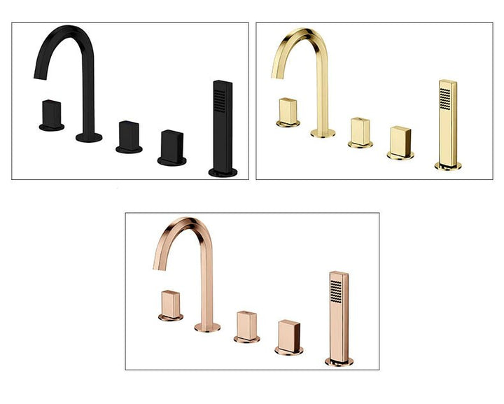 Barcelona Rose Gold- Gold Polished Deck MountBathtib Filler Faucet Set