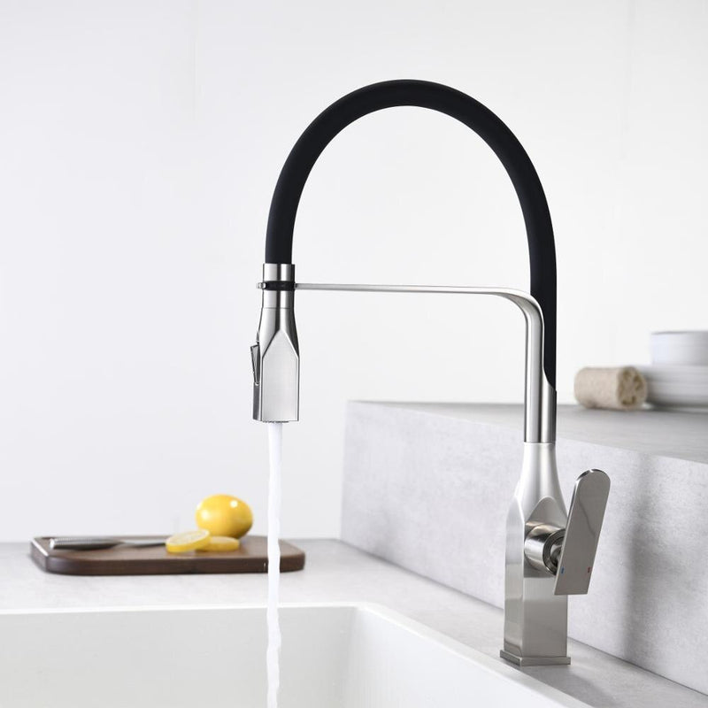 Black square kitchen faucet