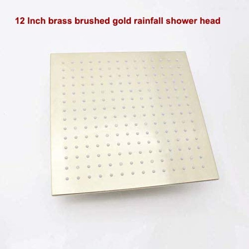 Brushed gold square 12" Inch rain head 3 way function body jets or tub filler shower kit