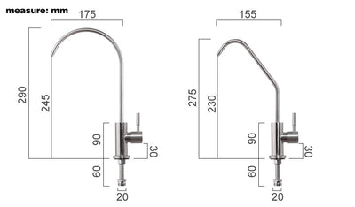 Reverse osmosis cold water filter faucet black, white and brushed gold color