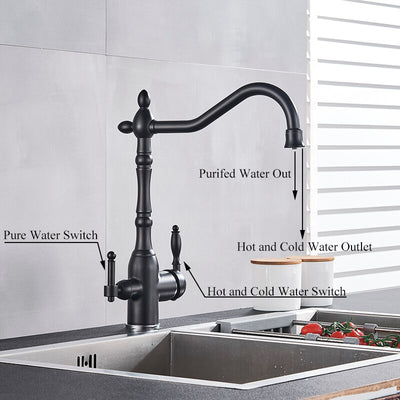 Gold Polish brass Victorian 2 way reverse osmosis and kitchen faucet