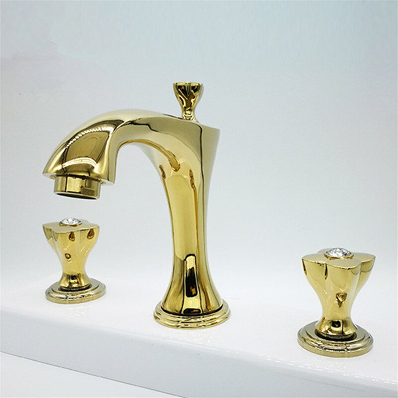 Luxury 8" Inch Wide Spread Bathroom Faucet with Crystal Diamond Handles