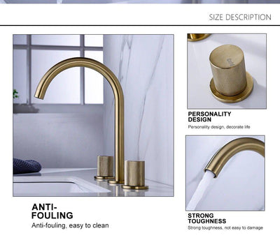 Brushed Gold 8" Inch Wide Spread Bathroom Faucet