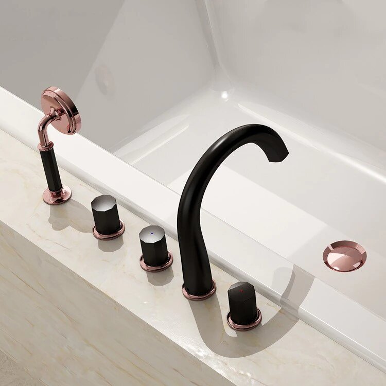 Futura-Black with rose gold- White polished with rose gold  deck mount tub filler faucet