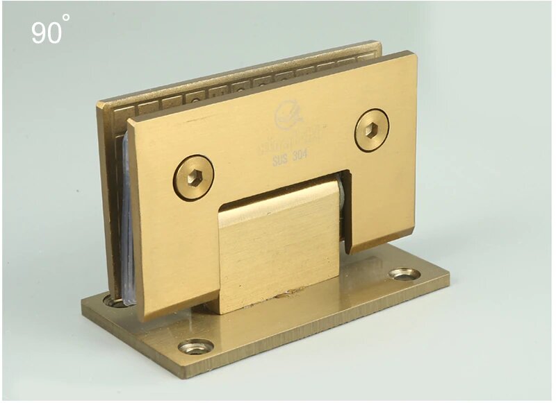 Brushed Gold Shower Glass Door Hinges hardware for 10mm to 12mm temper ...